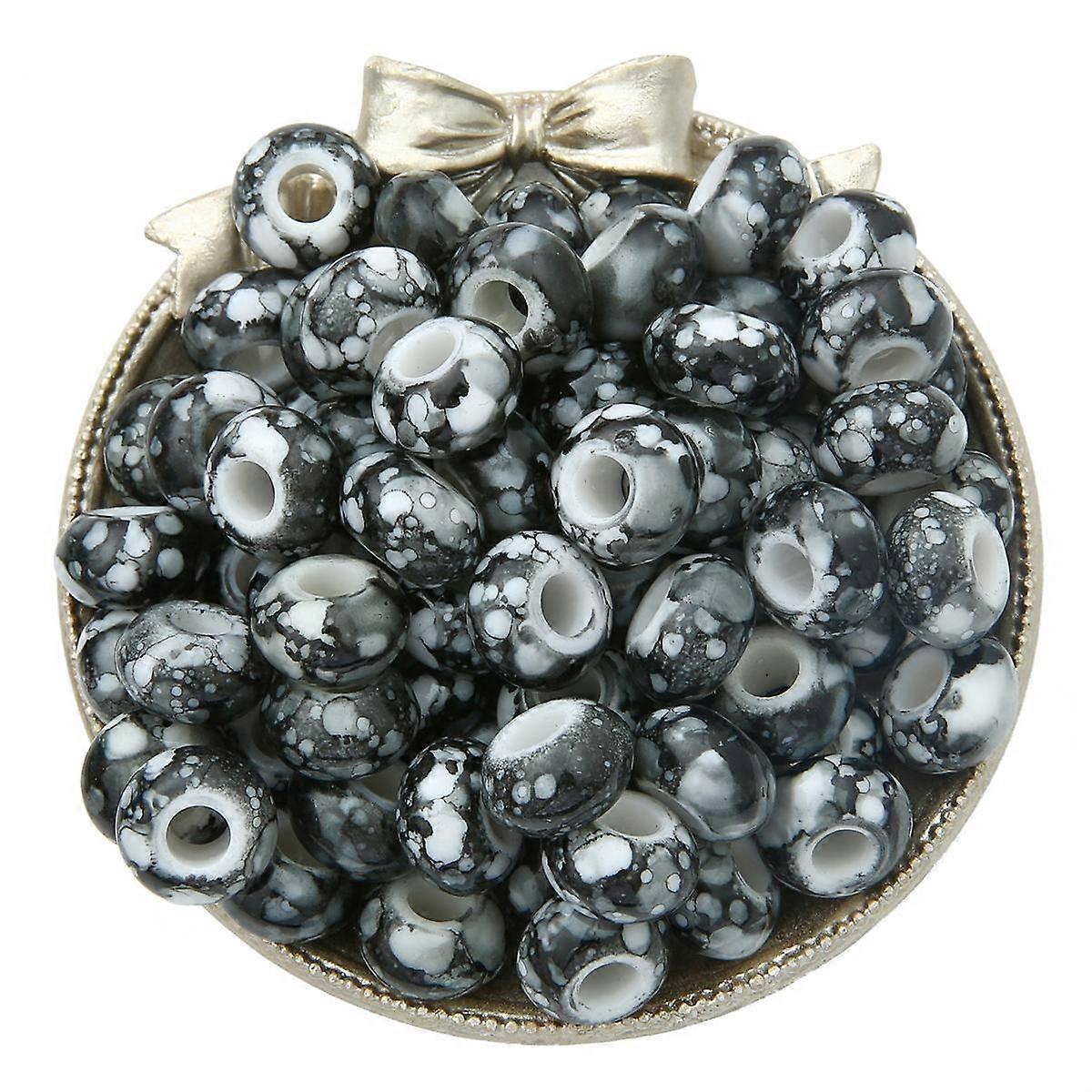 30Pcs 15x9mm Acrylic Large Hole Flower Beads Oblate Wheel Shape Beads Spacer Loose Beads for Jewelry Making