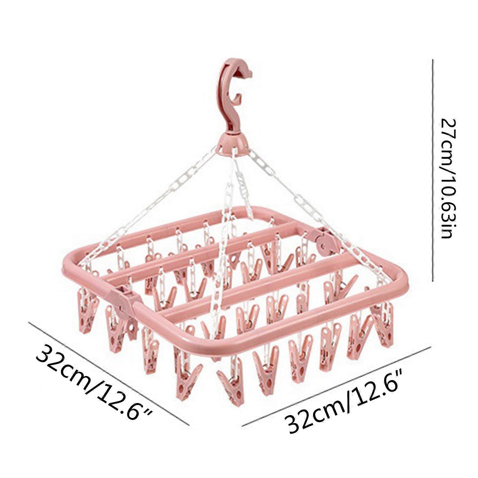 Folding Clothes Dryer Hanger 32 Clips Multifunctional Plastic Drying Rack  Green