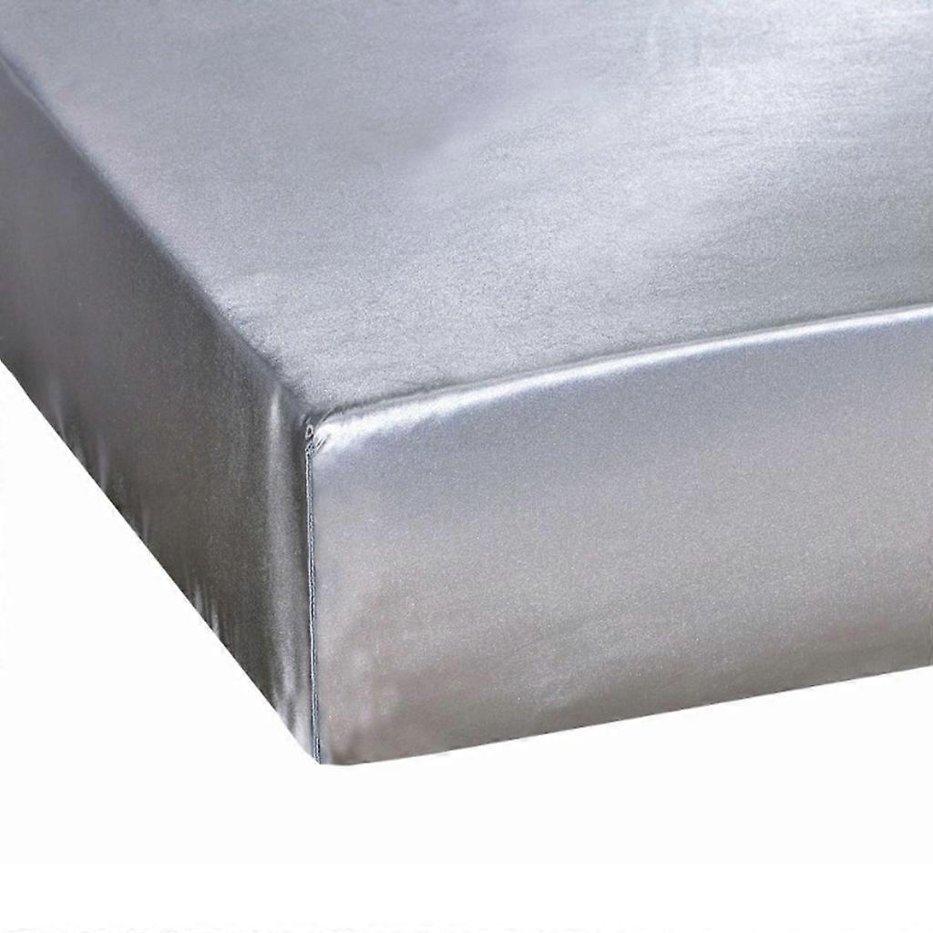 Luxury Deep Pocket Imitation Silk Satin Fitted Sheet Glitter Solid Color US Size Twin Full Queen King Soft Smooth Brathable Practical Bedding Cover