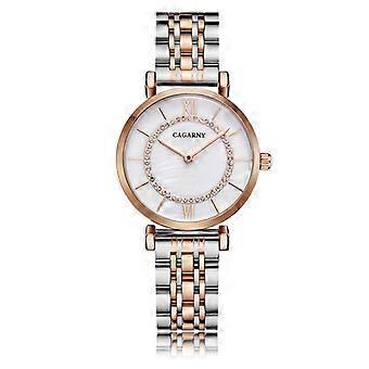 CAGARNY 6880 Fashion Life Waterdichte Libelle Witte Achtergrond Goud Stalen Band Quartz Horloge