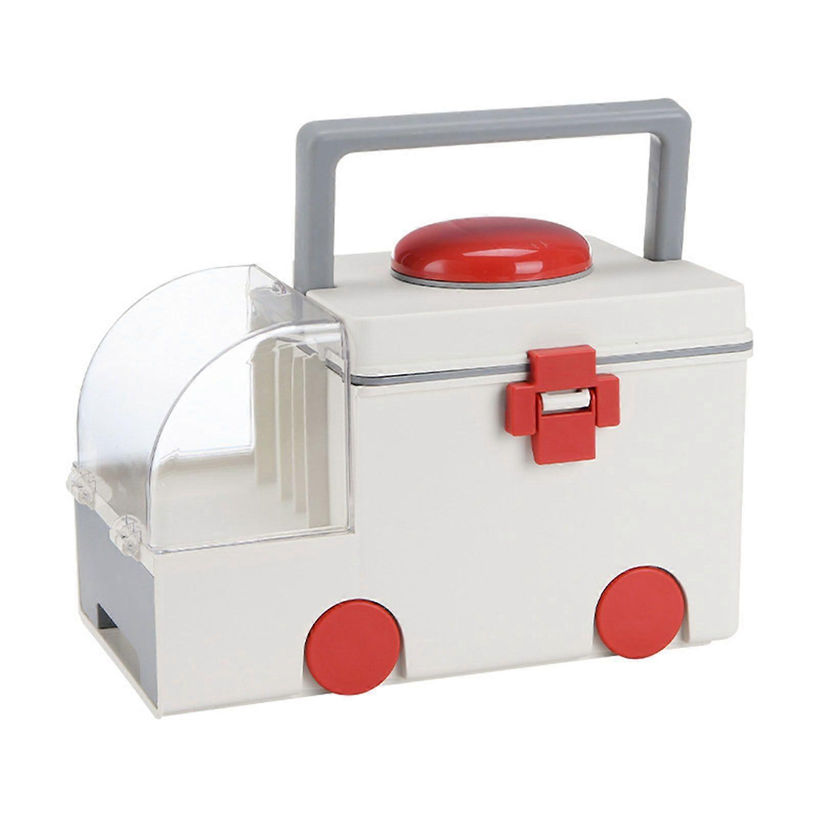 Medicine Storage Box PP AS Ambulance Shaped Portable Aid Kit Container Emergency Medicine Organizer with Handle for Home
