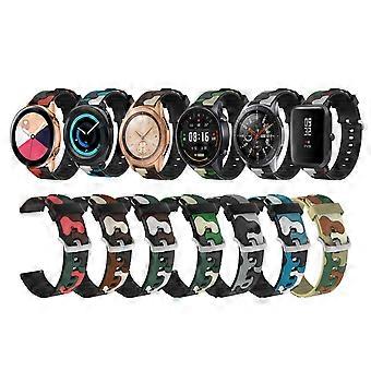 20 mm voor Amazfit GTR 2 / GTR 42 mm camouflage siliconen horlogeband met zilveren gesp