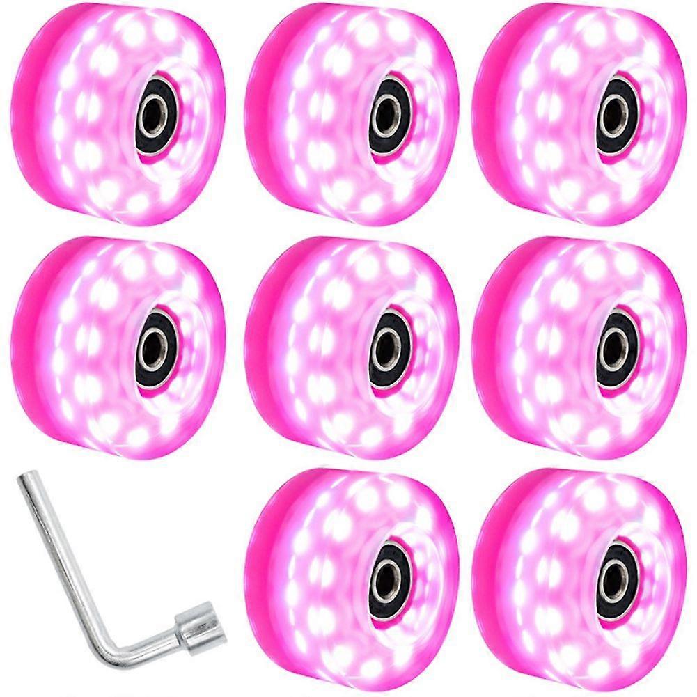Roues de patin à roulettes avec clé Lumière extérieure High Flash Six Lumière Double Rangée Patins à roulettes Tibia