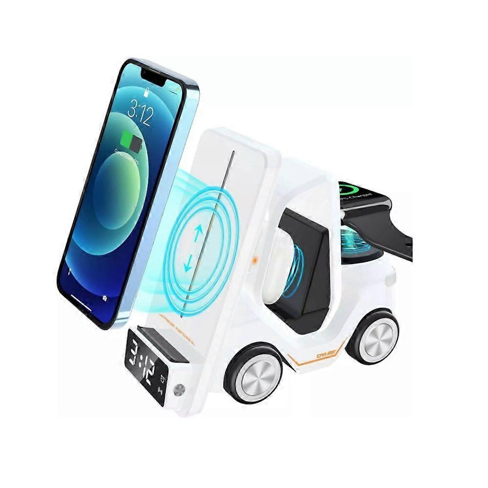 3-in-1 Forklift Wireless Charging Station with Clock & Ambient Light