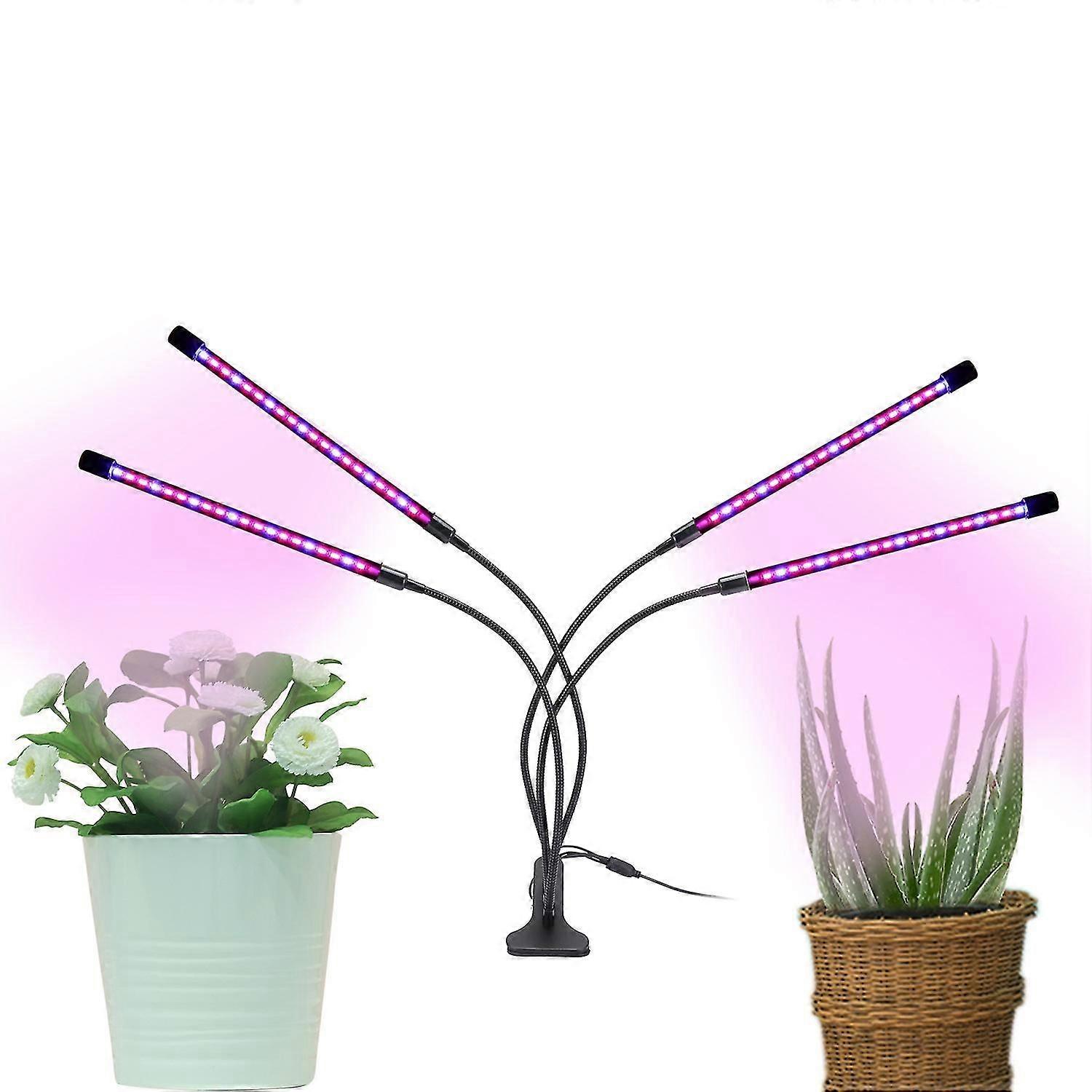 LED-plantelampe for inneplanter, plantelys med automatisk av- og på-timer, USB