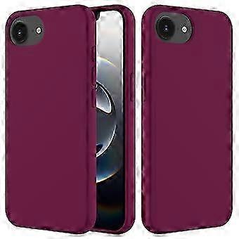 For iPhone 16e Case Drop Proof Liquid Silicone Soft Lining Back Phone Cover - Wine Red
