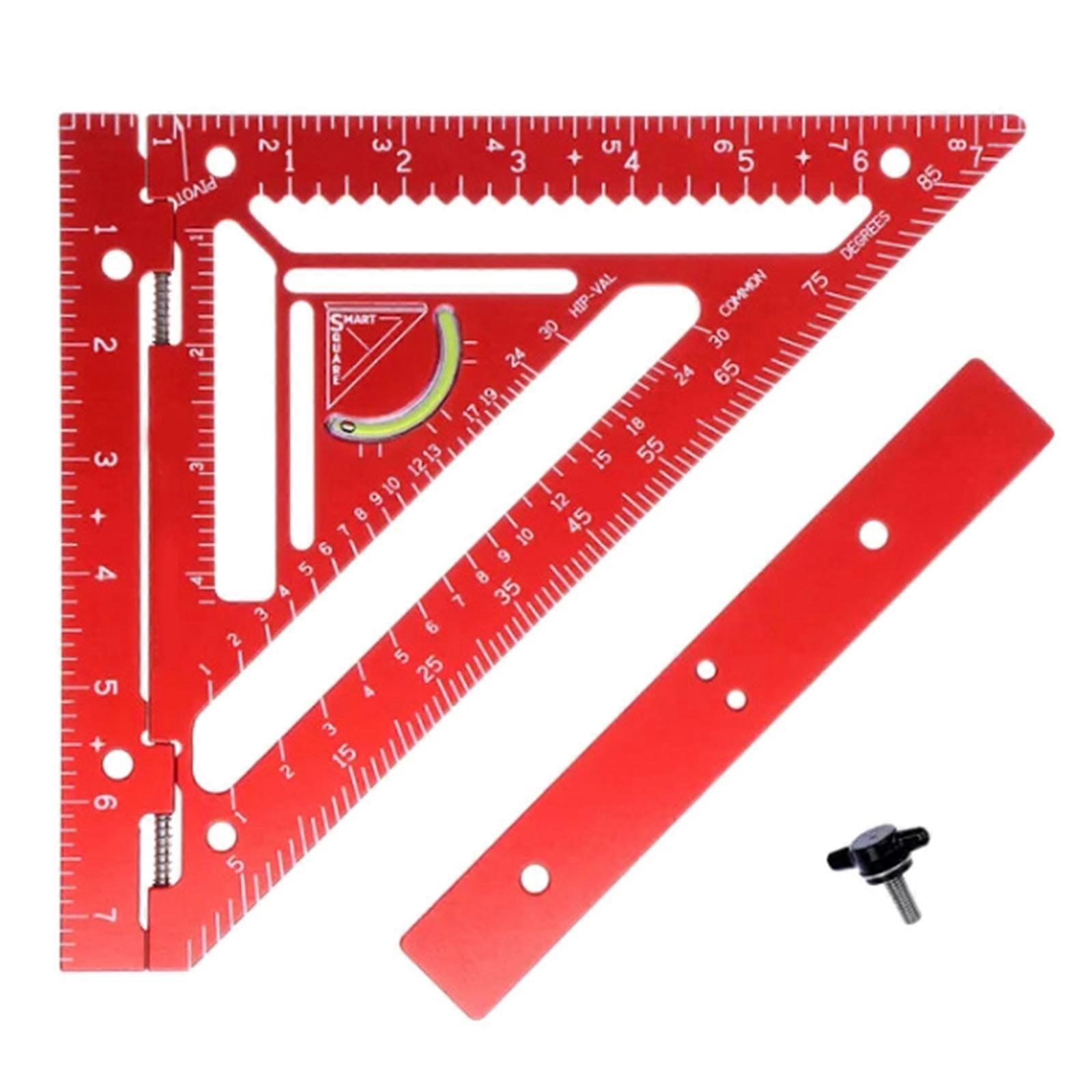 Triangles Ruler 7Inch Measurement Tool Aluminium Carpentry Set Square Angles Woodworking Tool Try Square Triangular Red