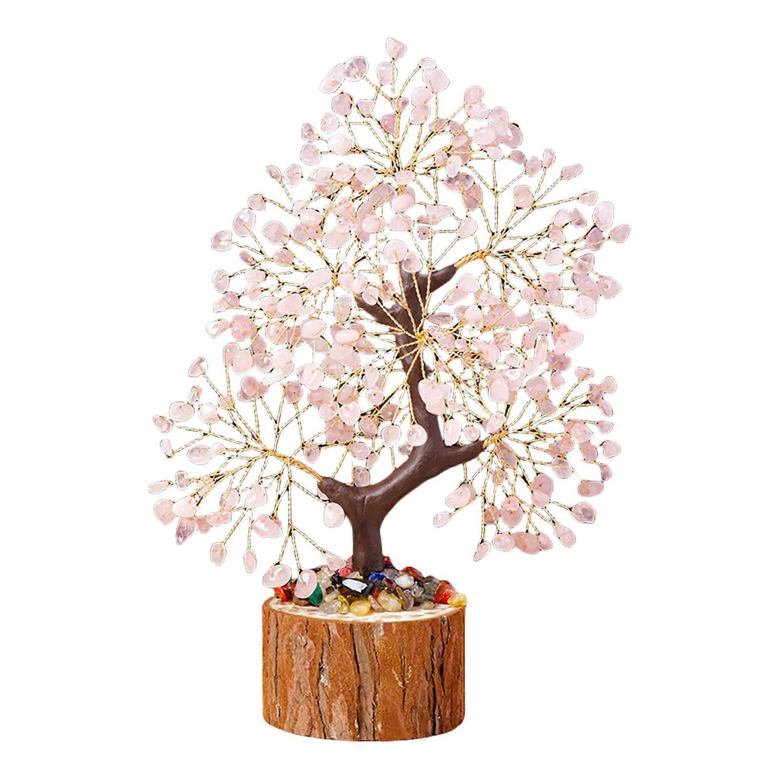 Decorative Crystal Tree with Stable Base for Positive Energy Desktop Decors and Good Fortunes Miniature Bonsais Tree