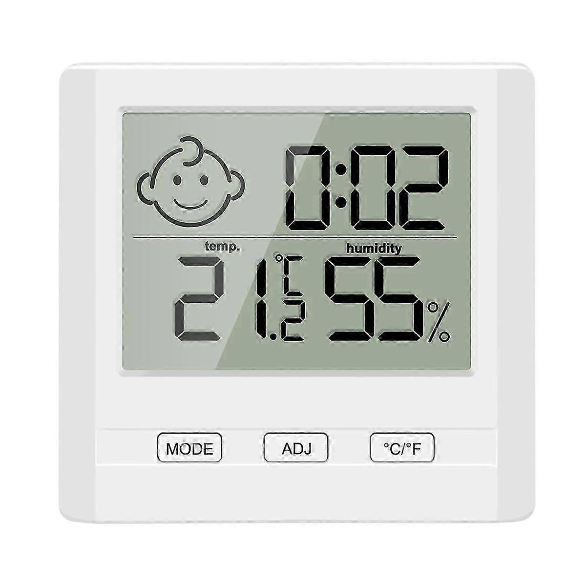 Digital Indoor Hygrometer Thermometer With Time Display,Accurate Temperature Humidity Monitor Meter For Home,Office,Nursing Room,Greenhouse,Warehouse