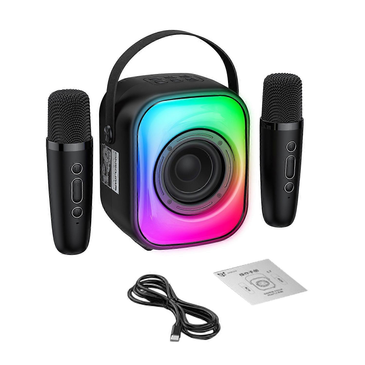 L7 BT Singing Speaker Kids and Adults Karaoke Machine with 2 Wireless Mics and LED Lights Portable S