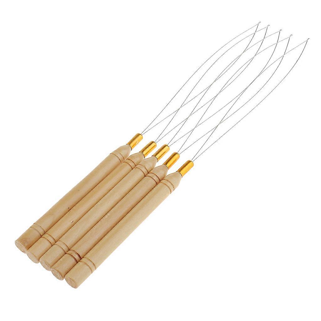 5Pcs Hair Extension Hook Pulling Tool Needle Threader Micro Ring Beads Loop
