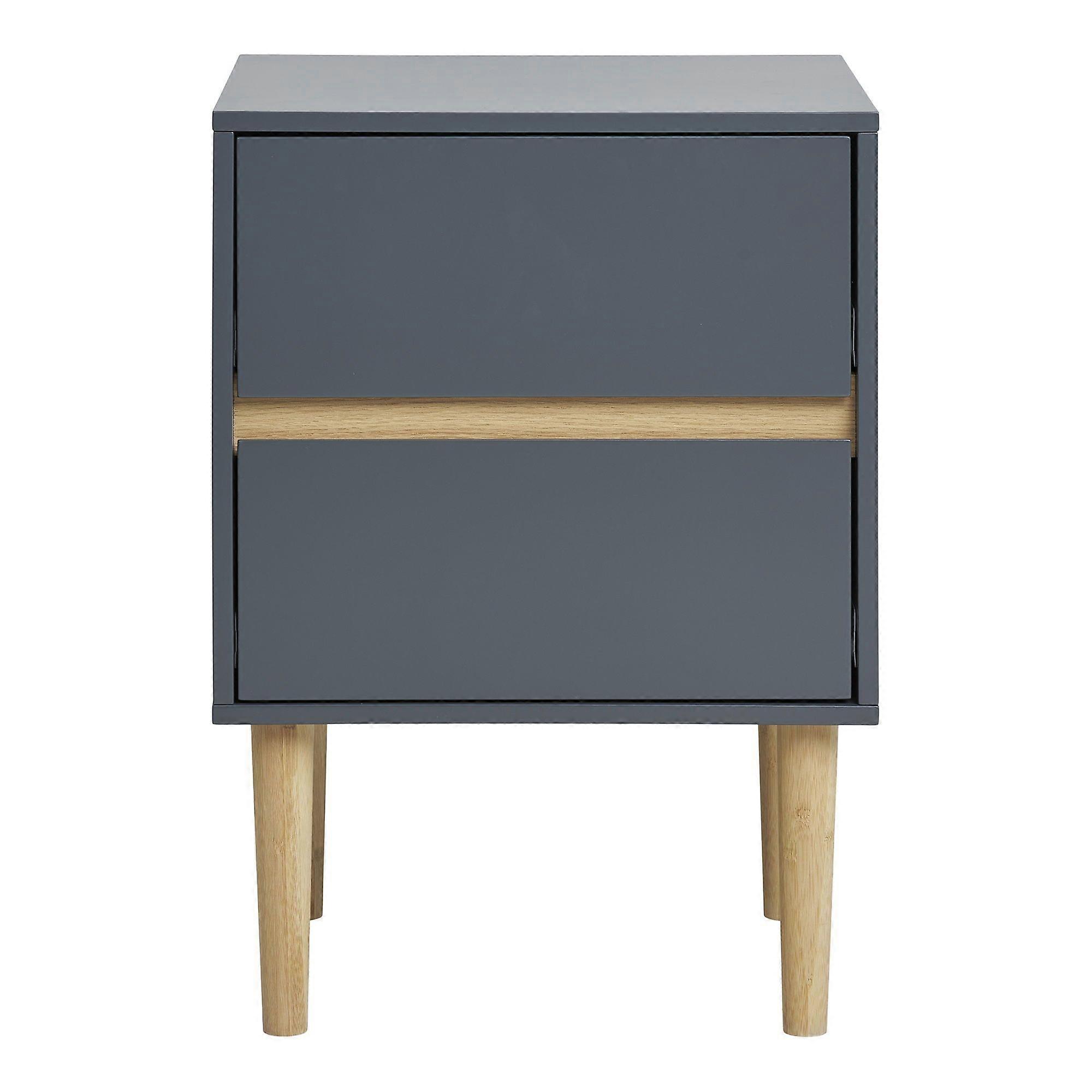 Side table with 2 drawers, dark grey wood, 40 x 35 x 55 cm