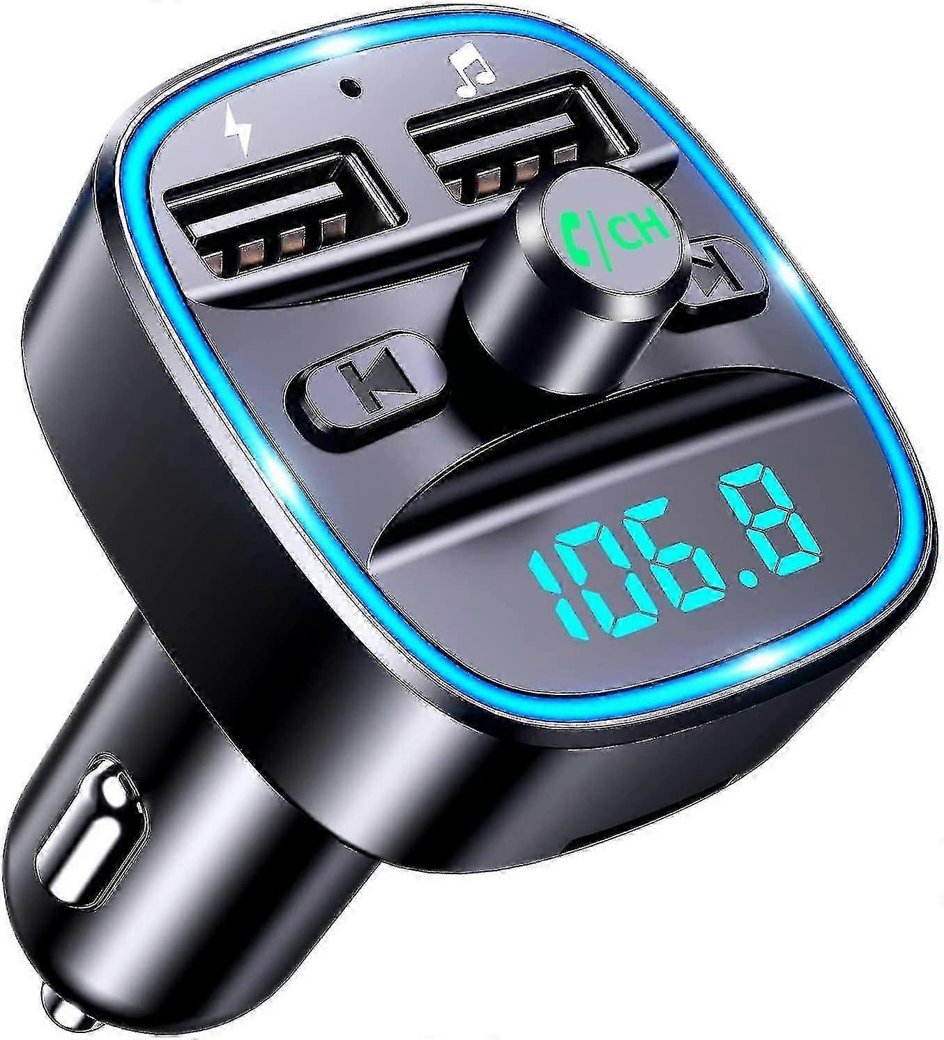 Bluetooth Fm Transmitter For Car, Bluetooth Car Adapter Mp3 Player Fm Transmitter, Hands-free Calling, Dual Usb Ports (5v/2.4a & 1a), Led Screen, Supp