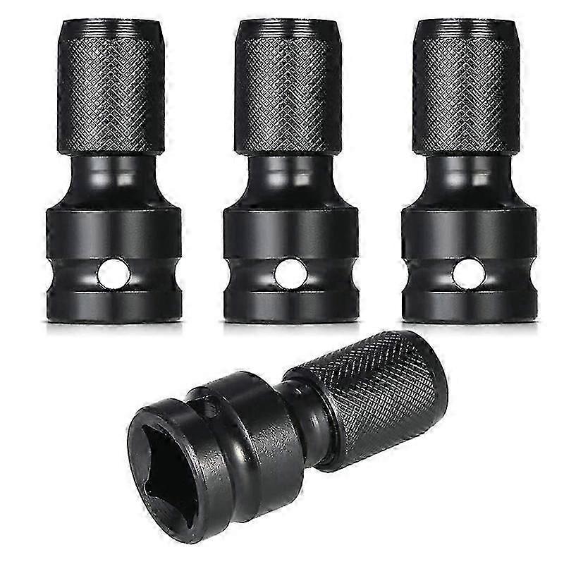 4 Pcs Impact Adaptor 1/2 Square Drive to 1/4 Hex Shank Socket Adapter Quick Release Chuck Converter js