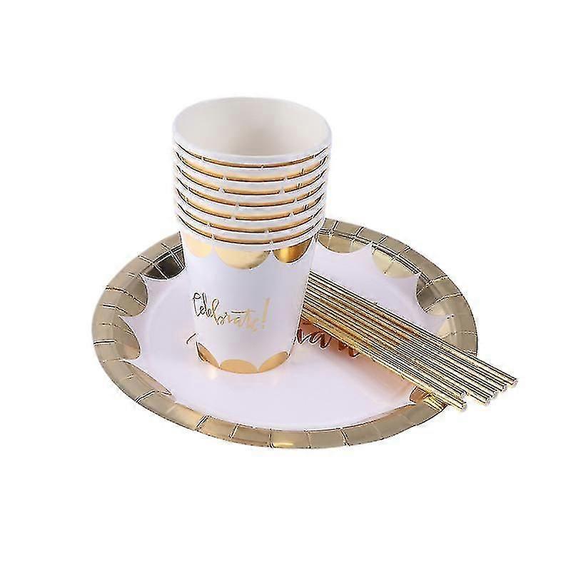 41pcs Paper Plates Cup Straw Set