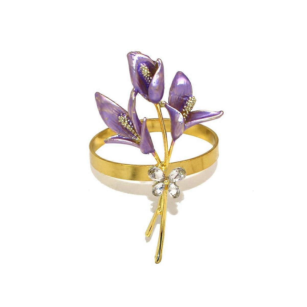 6PCS Gold Lily Napkin Rings Metal Napkin Ring Holders,A