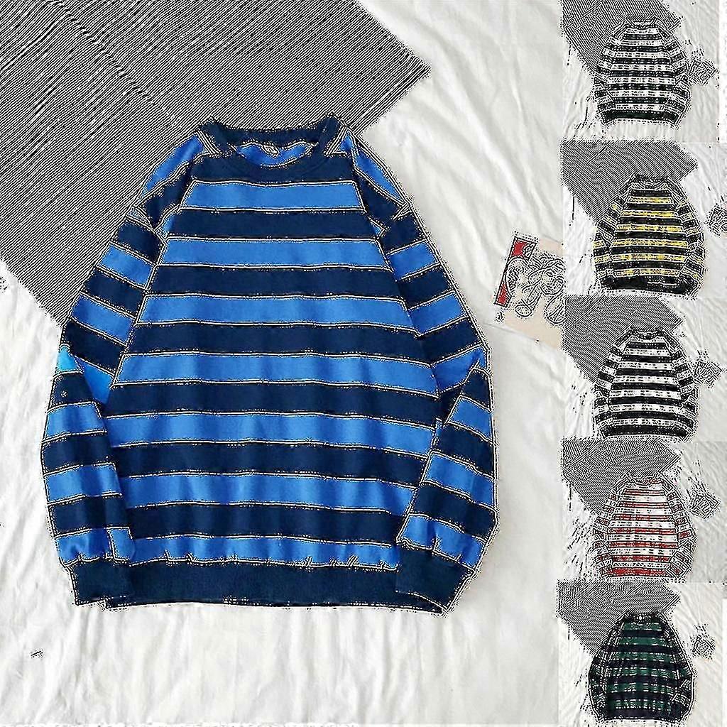 Pull imprimé rayé Femmes Mode Col rond Loose Casual Knit Pull Pull Pull