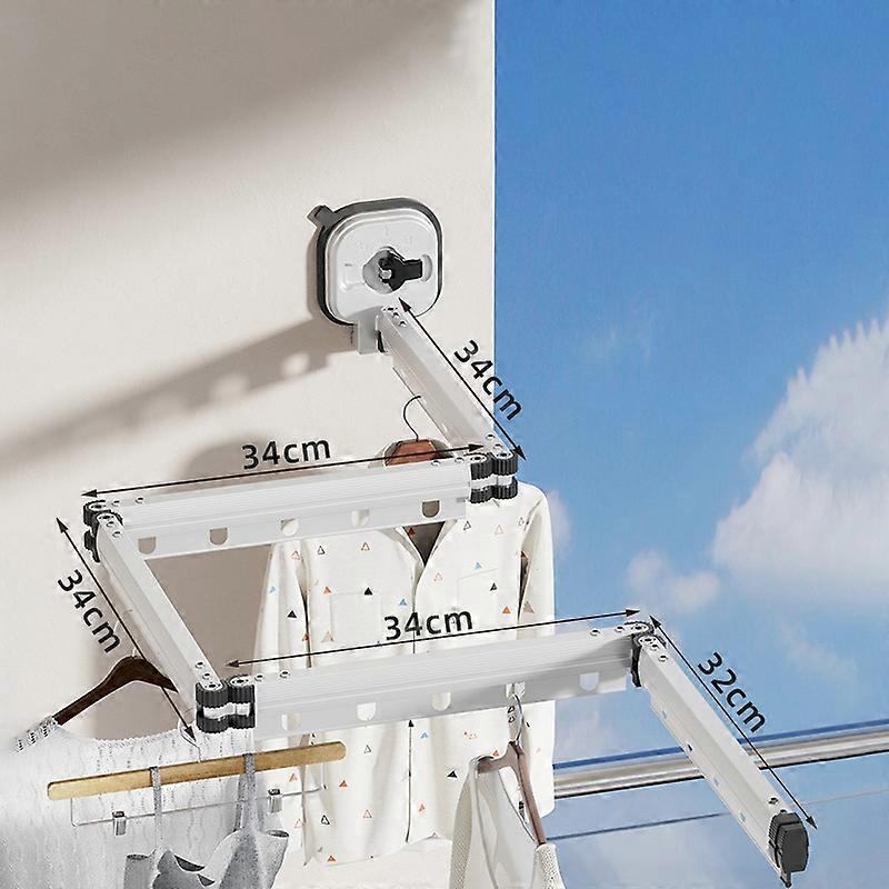 5 Section Retractable Folding Clothes Drying Rack Aluminum Alloy Balcony Window Space Saving Suction