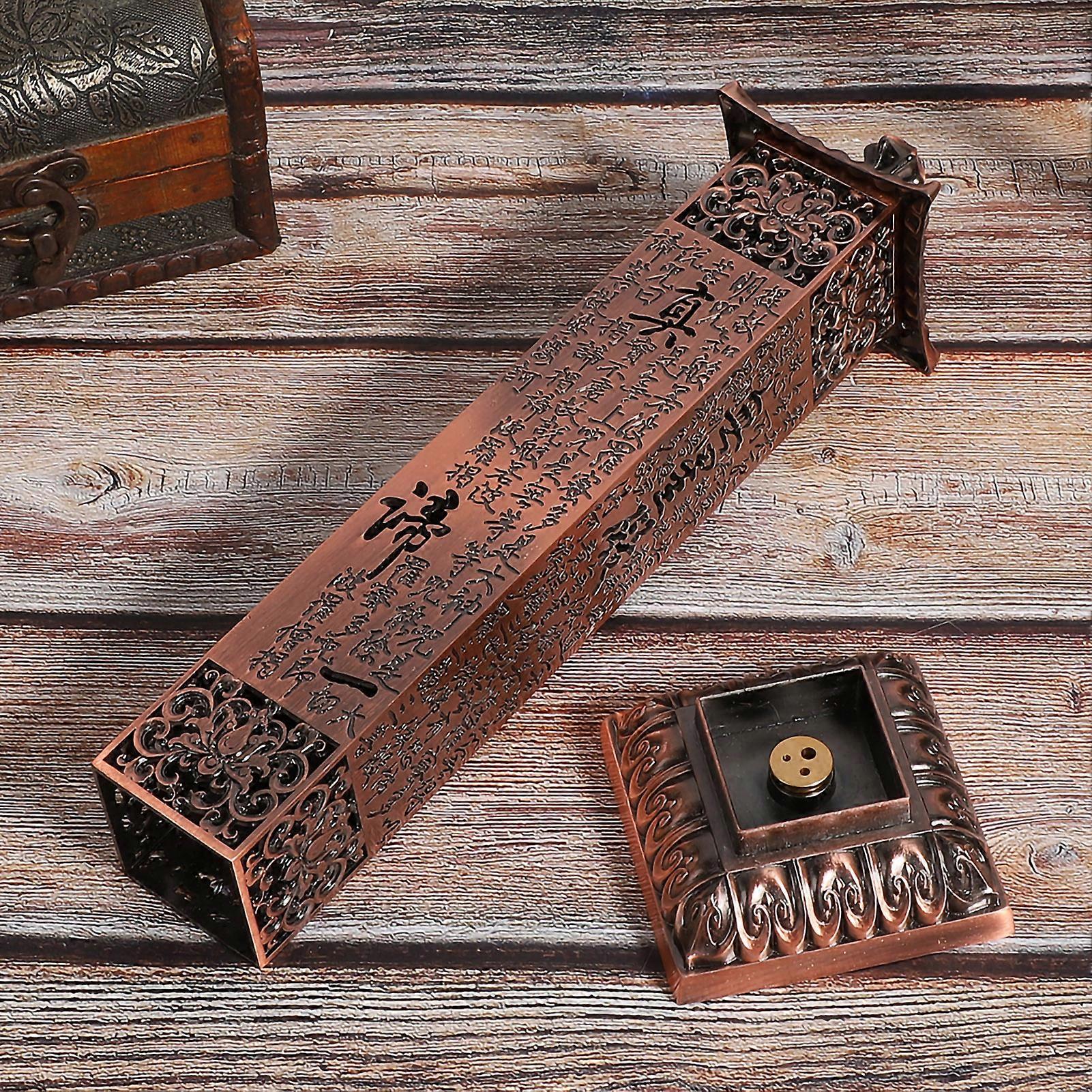 Red copper incense burner, tea room decoration, vertical heart pattern