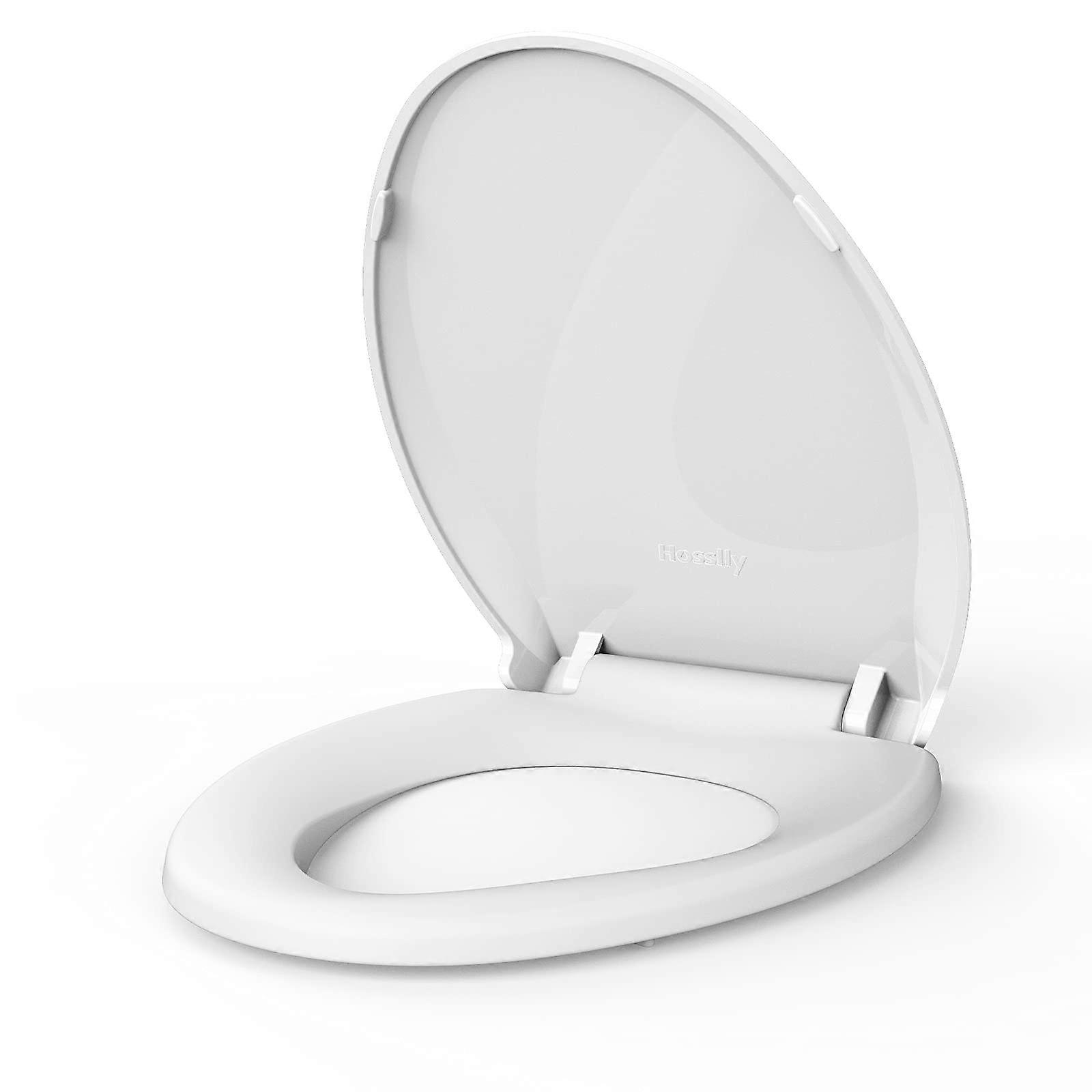 WC-Sitz - Robuster, länglicher Soft-Close-WC-Sitz für einfache Installation und Reinigung, Universal Fit Classic White Finish