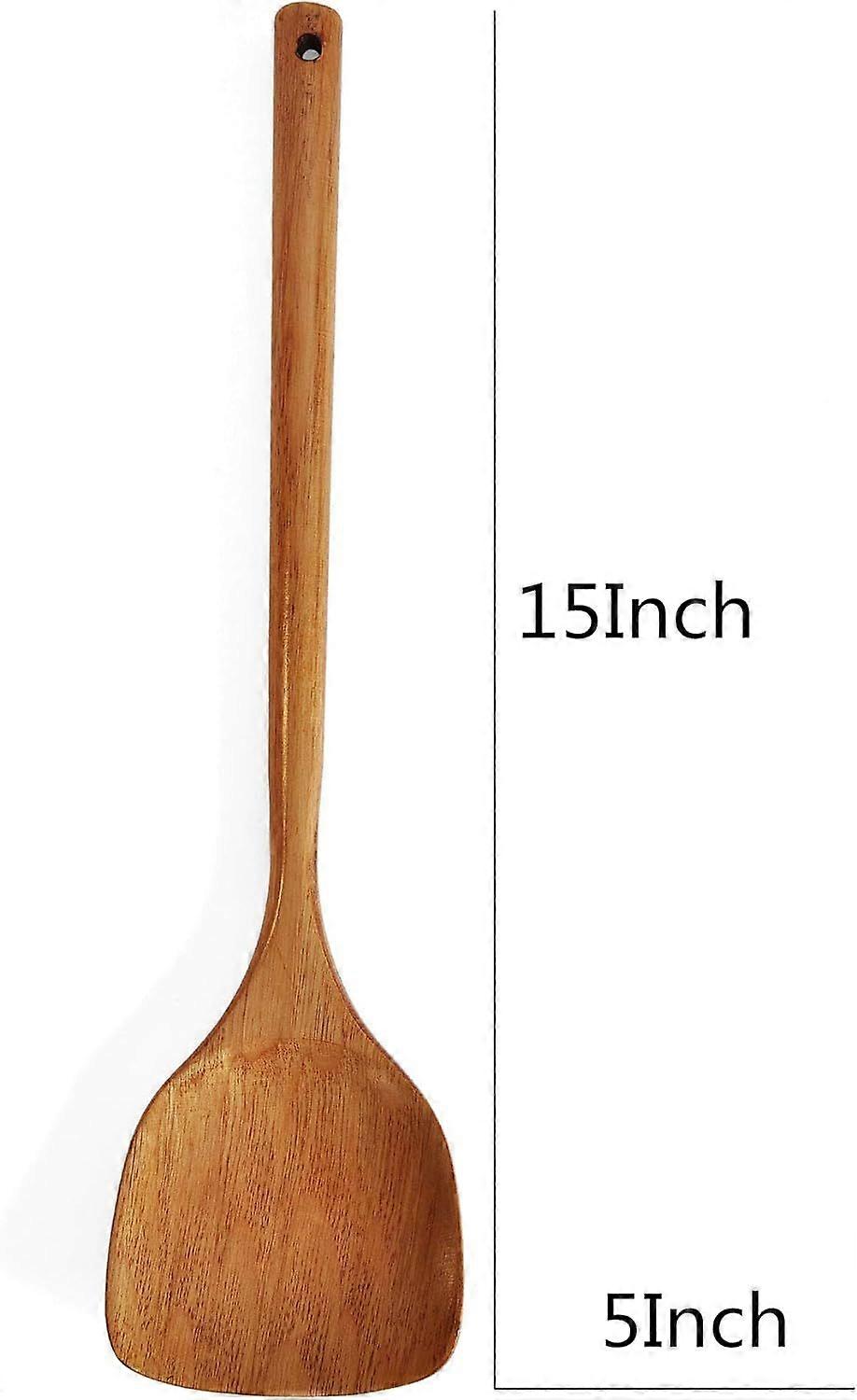 Wooden Spatula.Long Handle Flat Frying Spatula. Handmade for Kitchen Cookware (Frying Spatula)
