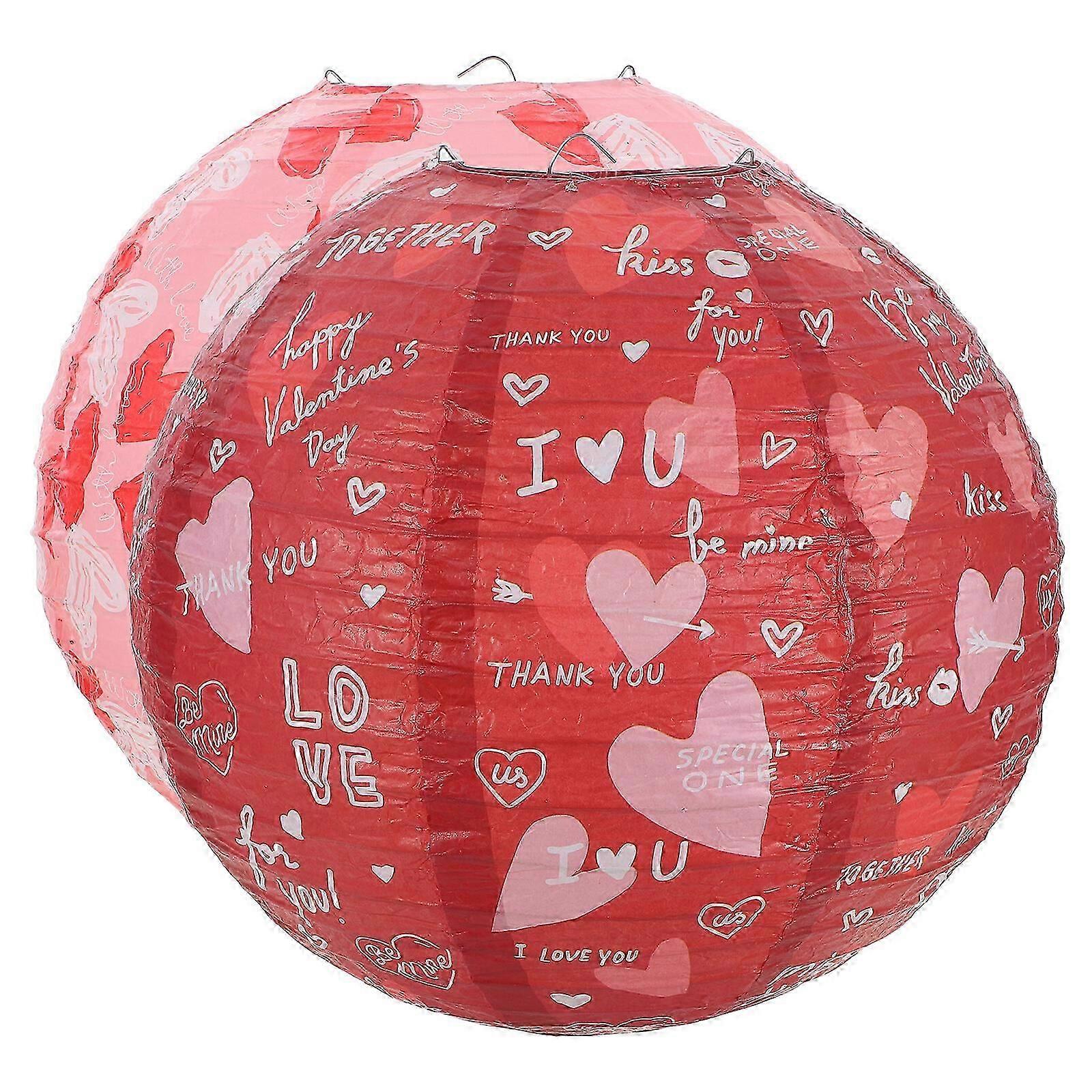 2 pcs Valentine's Day Lantern Heart Lantern Decorative Lantern Hanging Lantern for Party
