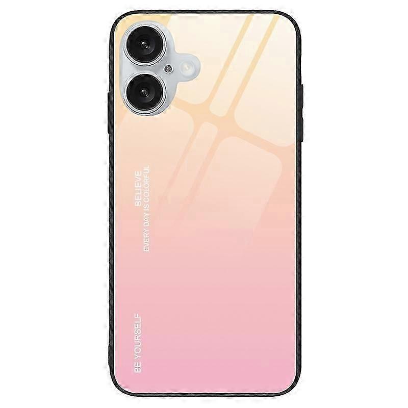 For iPhone 16 Case Tempered Glass+TPU Phone Cover Gradient Color
