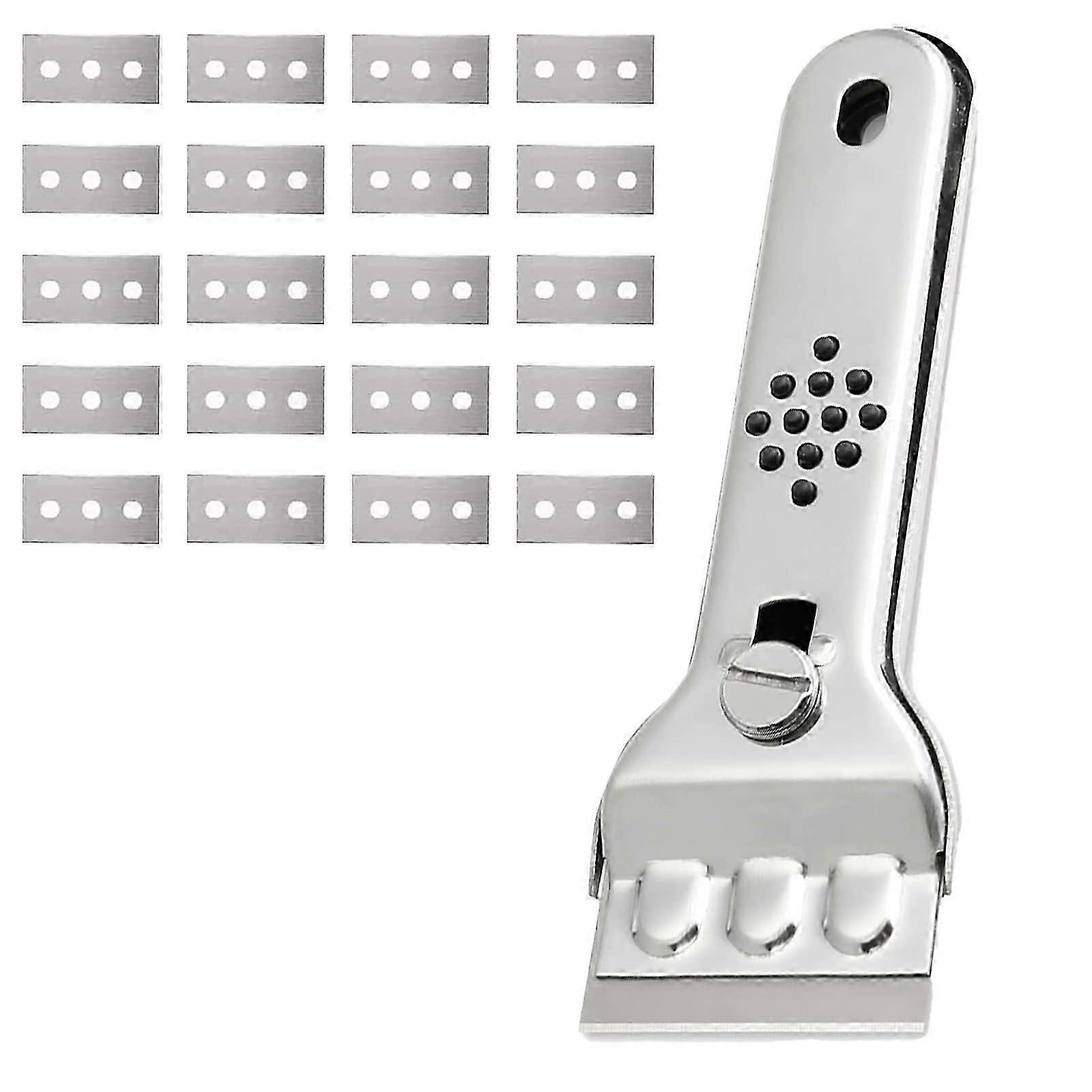 Glass Ceramic Hob Scraper Stainless Steel Glass Scraper Induction Hob Scraper Hob Scraper with 20 Blades, for Windows/Mirror