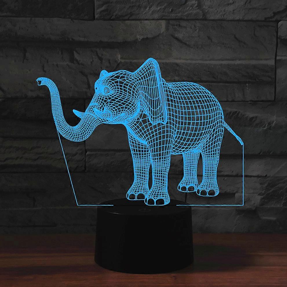 Elephant Shape 3D Colorful LED Vision Light Table Lamp, USB Touch Version