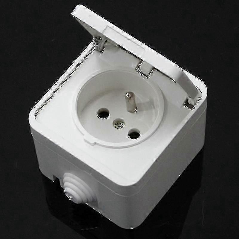Power Outlet And Fully Visible Ip44 Protection Shutter - White Jiujiuso