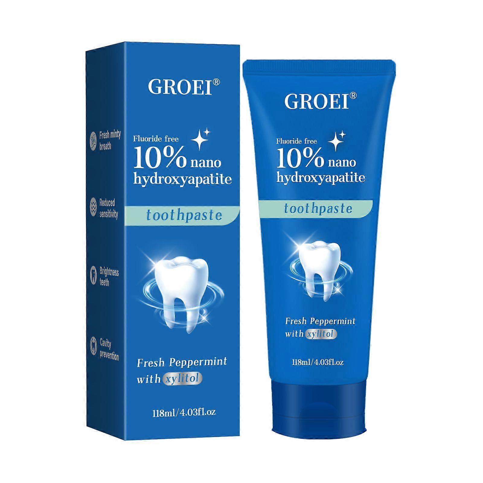 10% Nano Hydroxyapatite Toothpaste, Fluoride Free Toothpaste For Sensitive Teeth, Natural Remineralizing Whitening Toothpaste for Adults