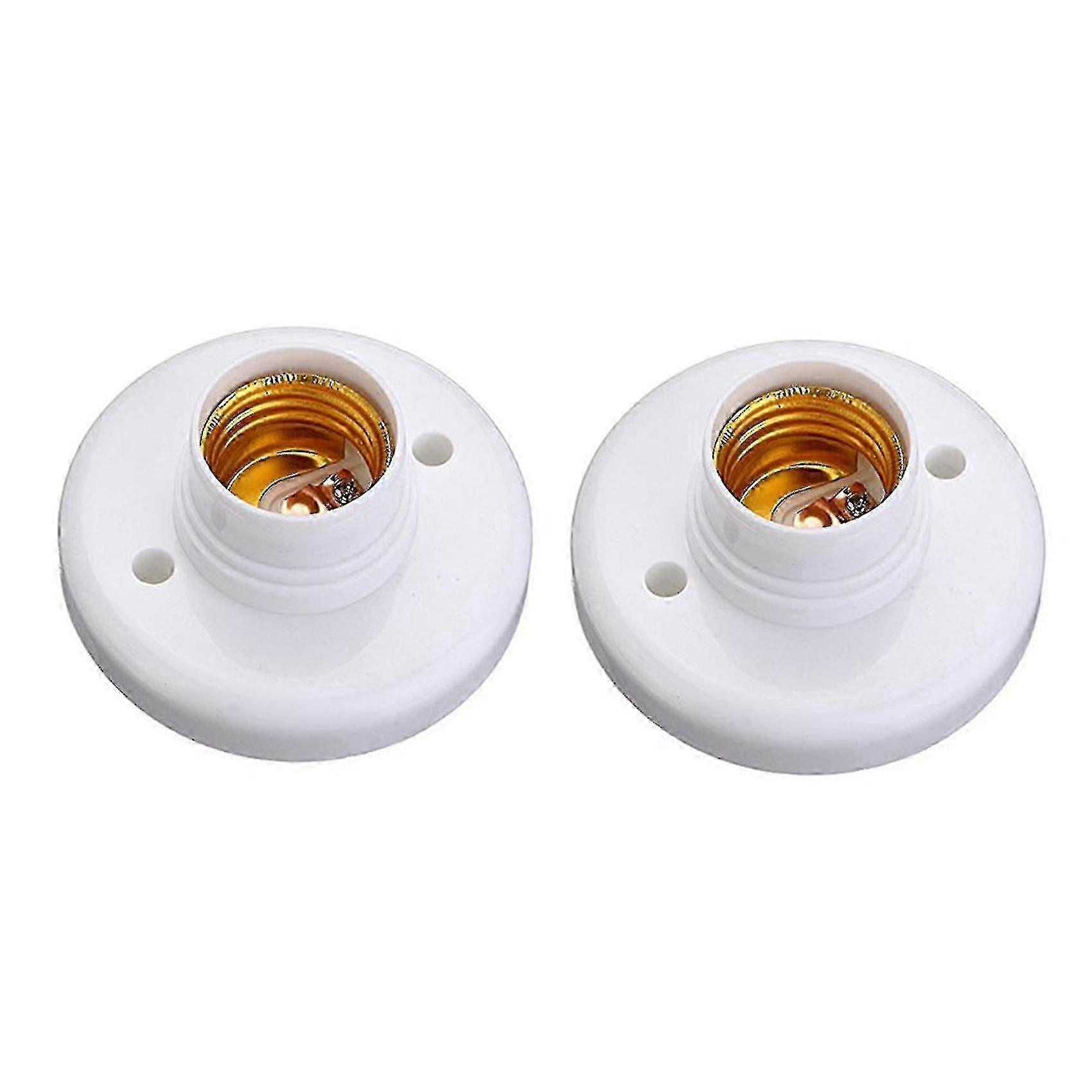2x E27 ronde plastic basis schroef gloeilamp lamp socket houder wit