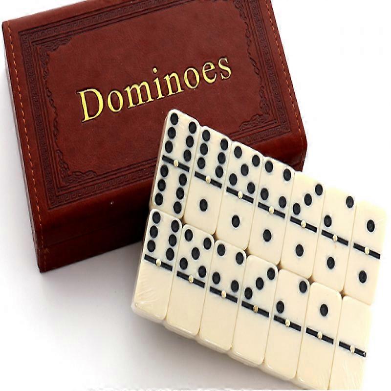 1 set domino i hållbar brun trälåda dominobrickor klassiskt nummerbordsspel för pojkar och flickor festgåvor