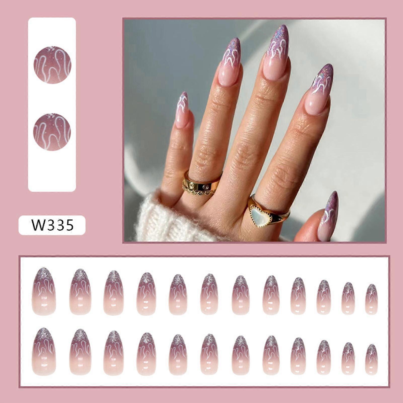 Flash Purple Gradient Fake Nails with Smooth and Harmless Edge Nails
