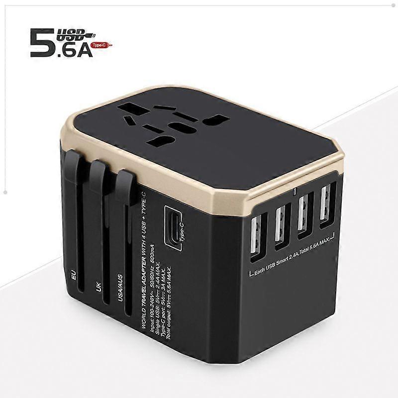 Multifunctional International power supply Plug Adapter gold