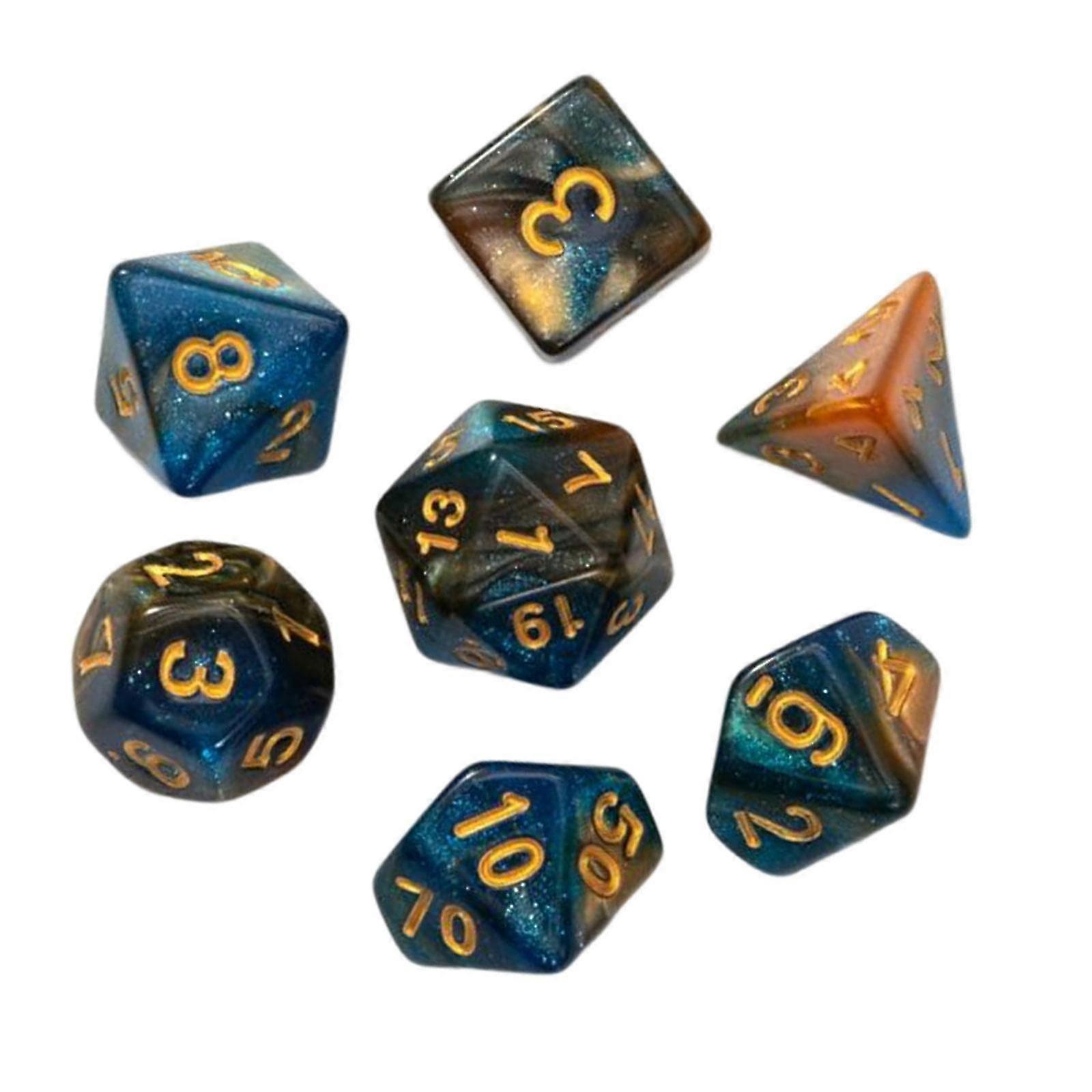 7x D4 D8 D10 D12 D20 Multi Sided Dices Bar Toys, Acrylic Polyhedral Dices Set for MTG, Math Teaching, Role Playing, Card Games, Table Games