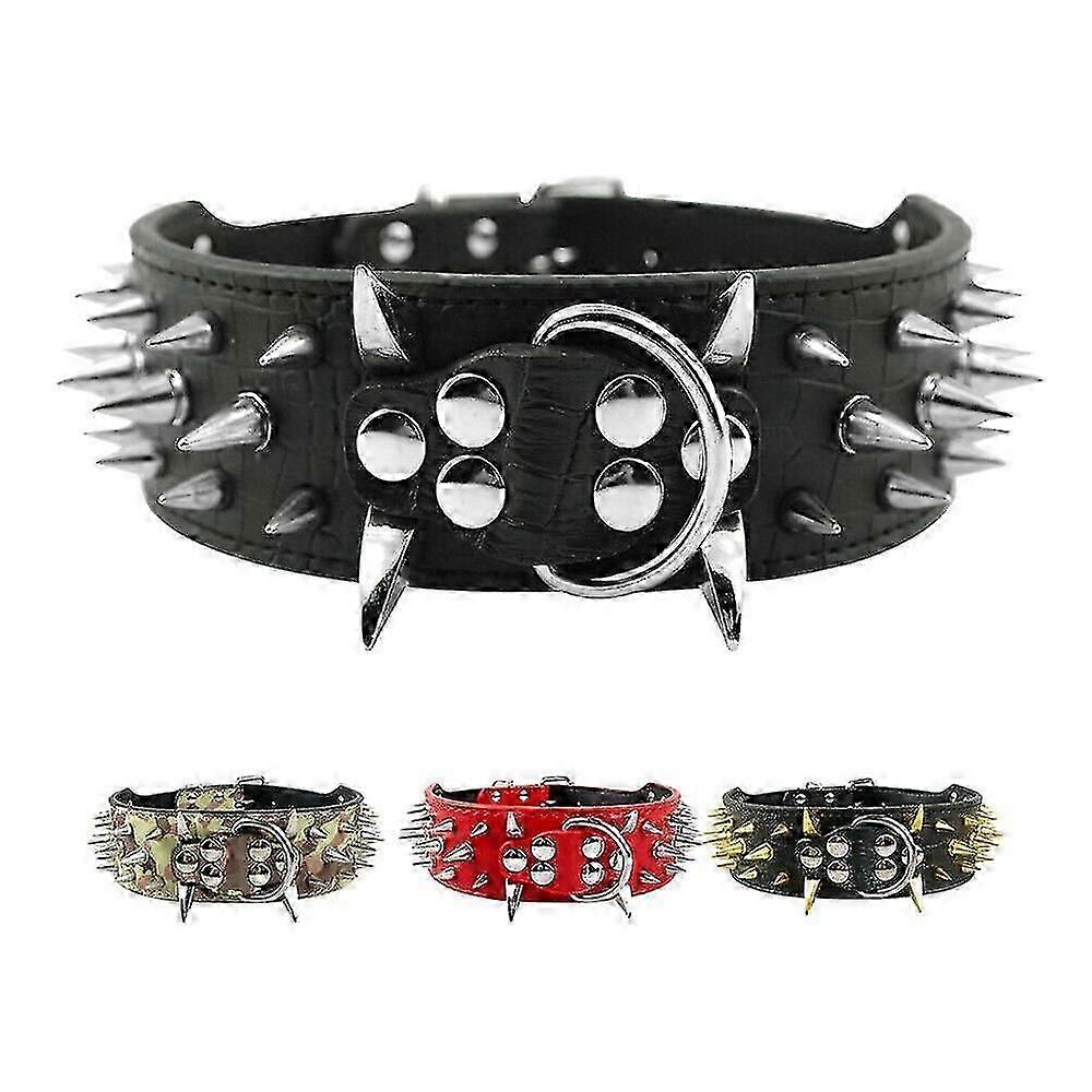 5cm de large Cool Sharp Pointd Studded Collier de chien en cuir pour Pitbull Mastiff