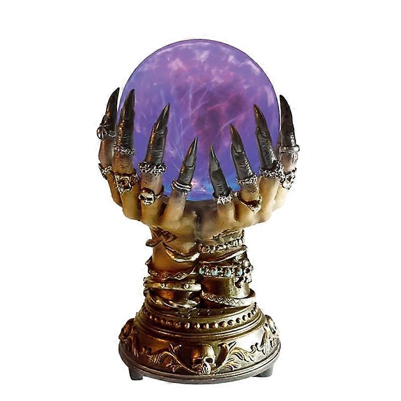 Glowing Deluxe Cellular Crystal Ball Luminous Magic Witch Hand Electrostatic Plasma Light Serve Skull Finger Halloween Decor