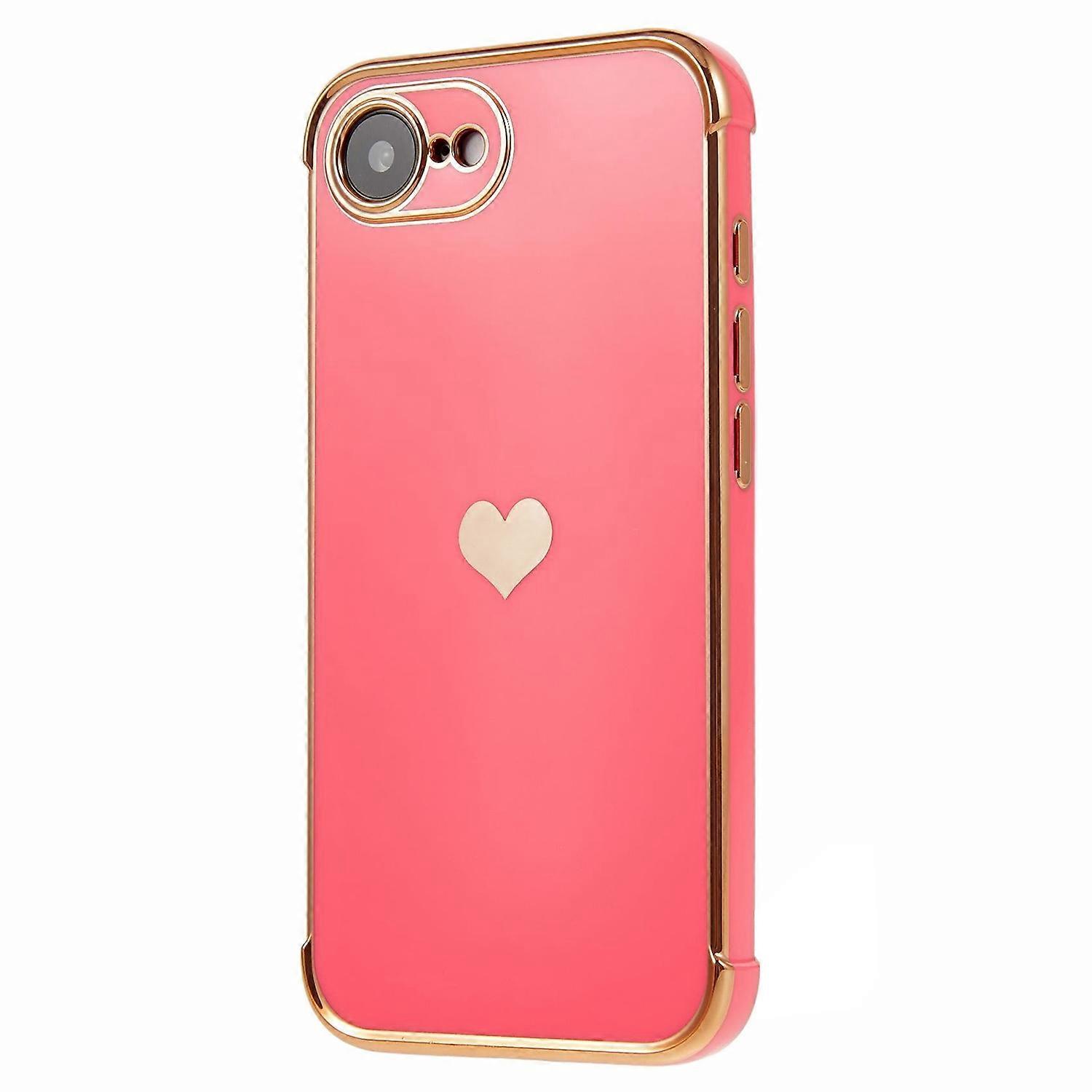 For iPhone 16e Case TPU Phone Back Cover Electroplating Heart Pattern