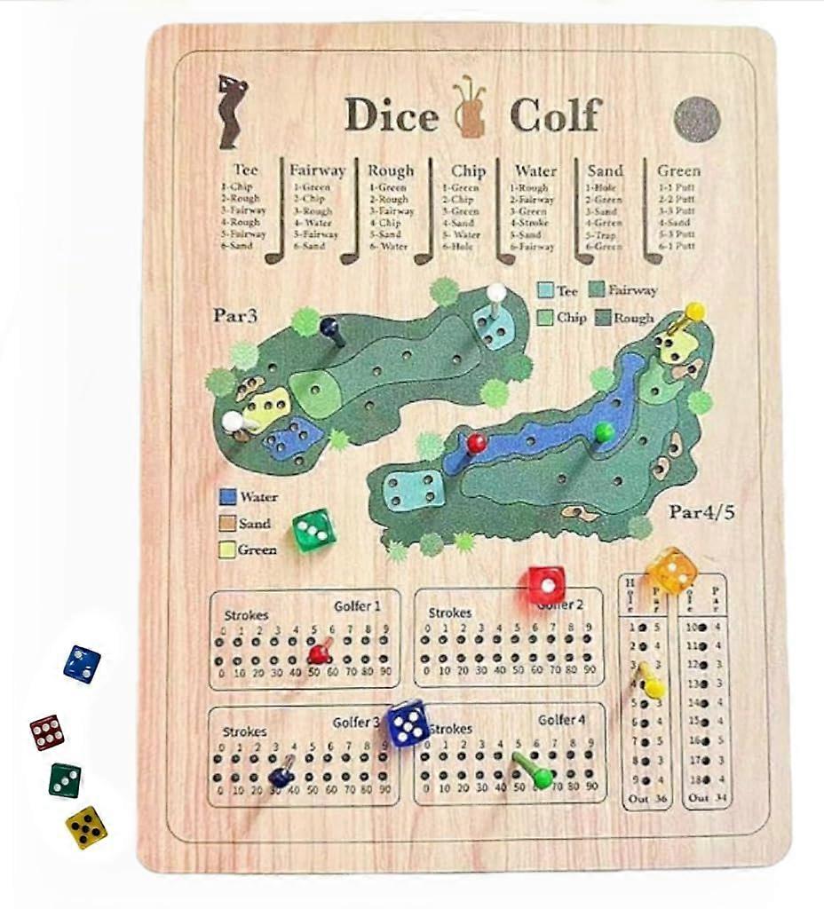 Golf Dice Set, Wooden Tabletop Golf Game, Fun Family Party Game, Unique Holiday Dice For Golf Enthusiasts