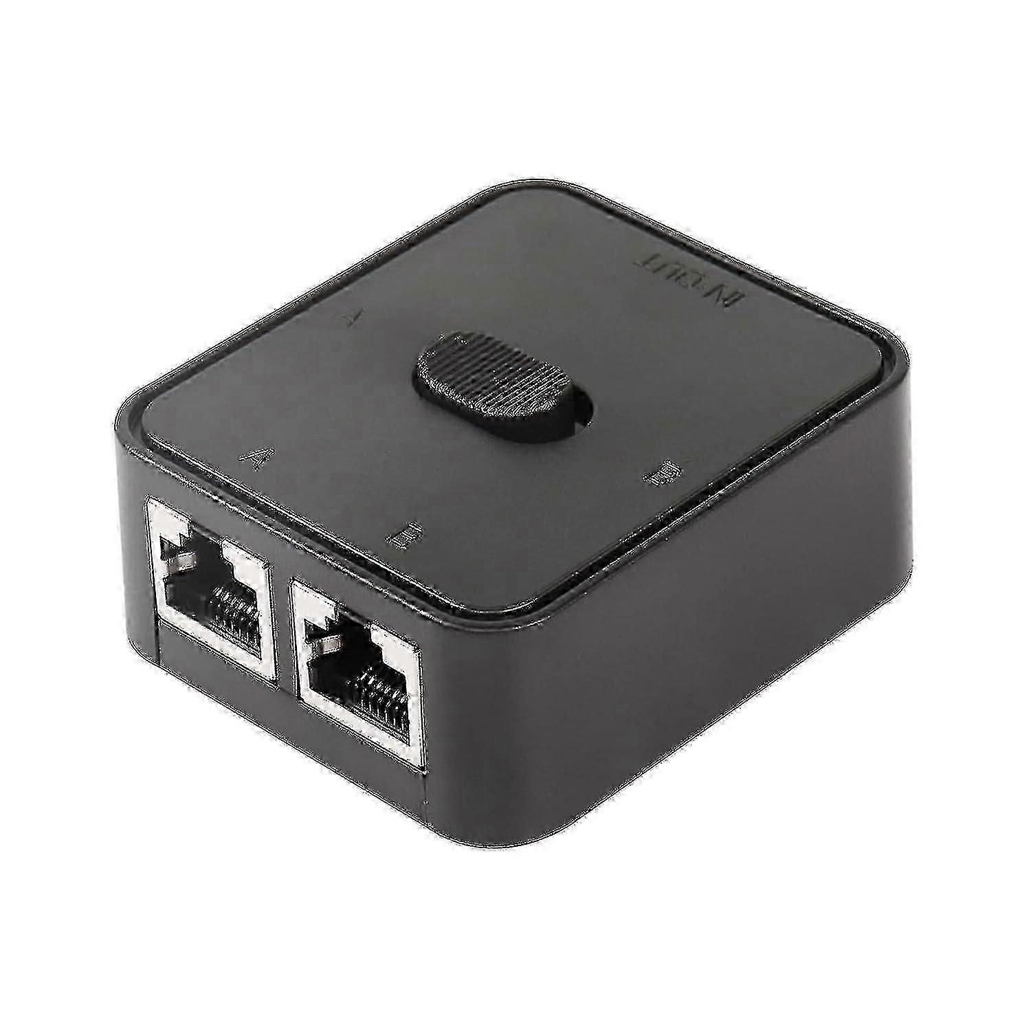 Network Lan Switch 2 Ports, Rj45 Network Key-press Switch Splitter Selector Box, 100m 2 In 1 Out Or 1 In 2 Out, 2 Port Network Hub Black