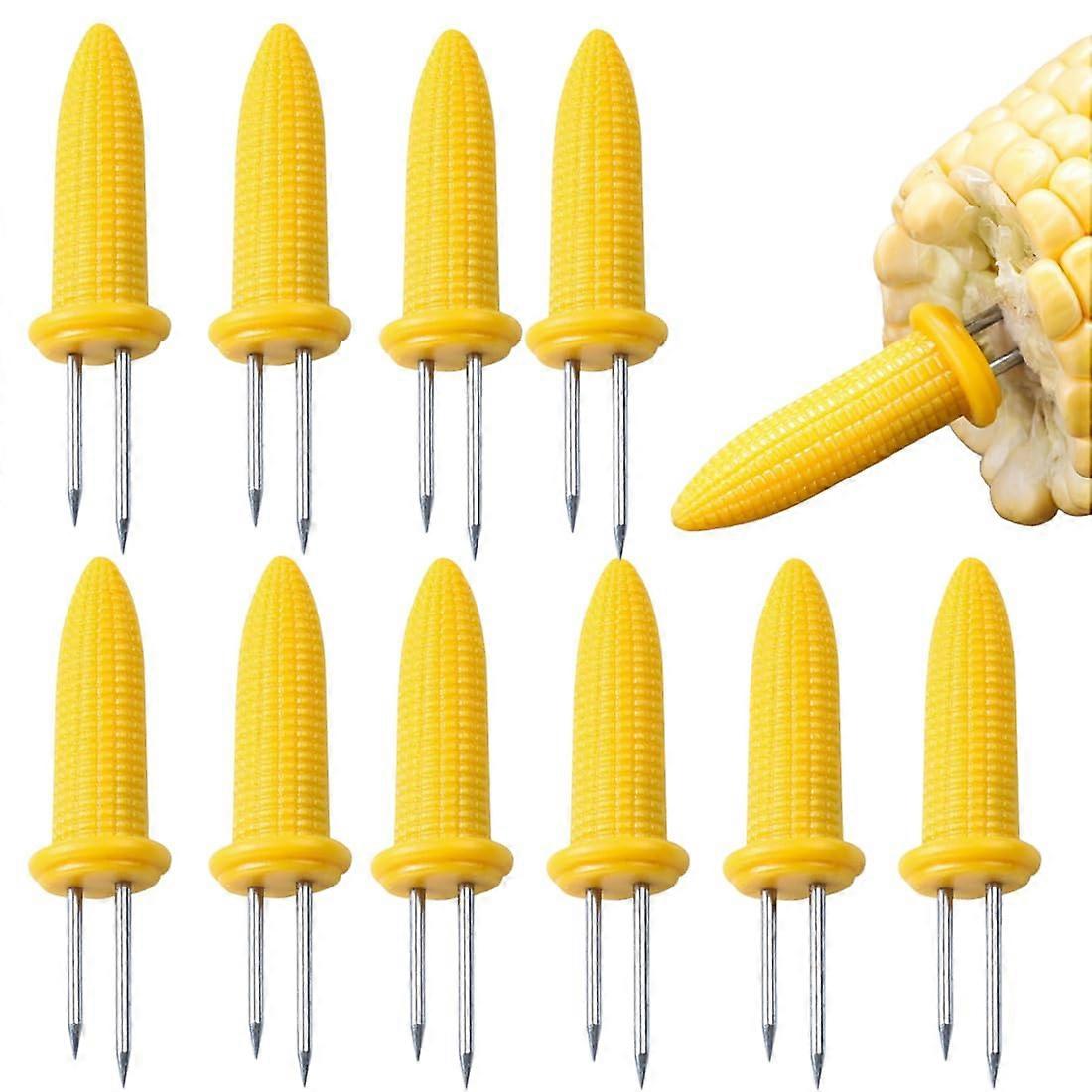 Corn on the Cob Skewers Set, Stainless Steel Kebab Skewers, Fruit Forks, Corn Holders For BBQ, Pack Of 10