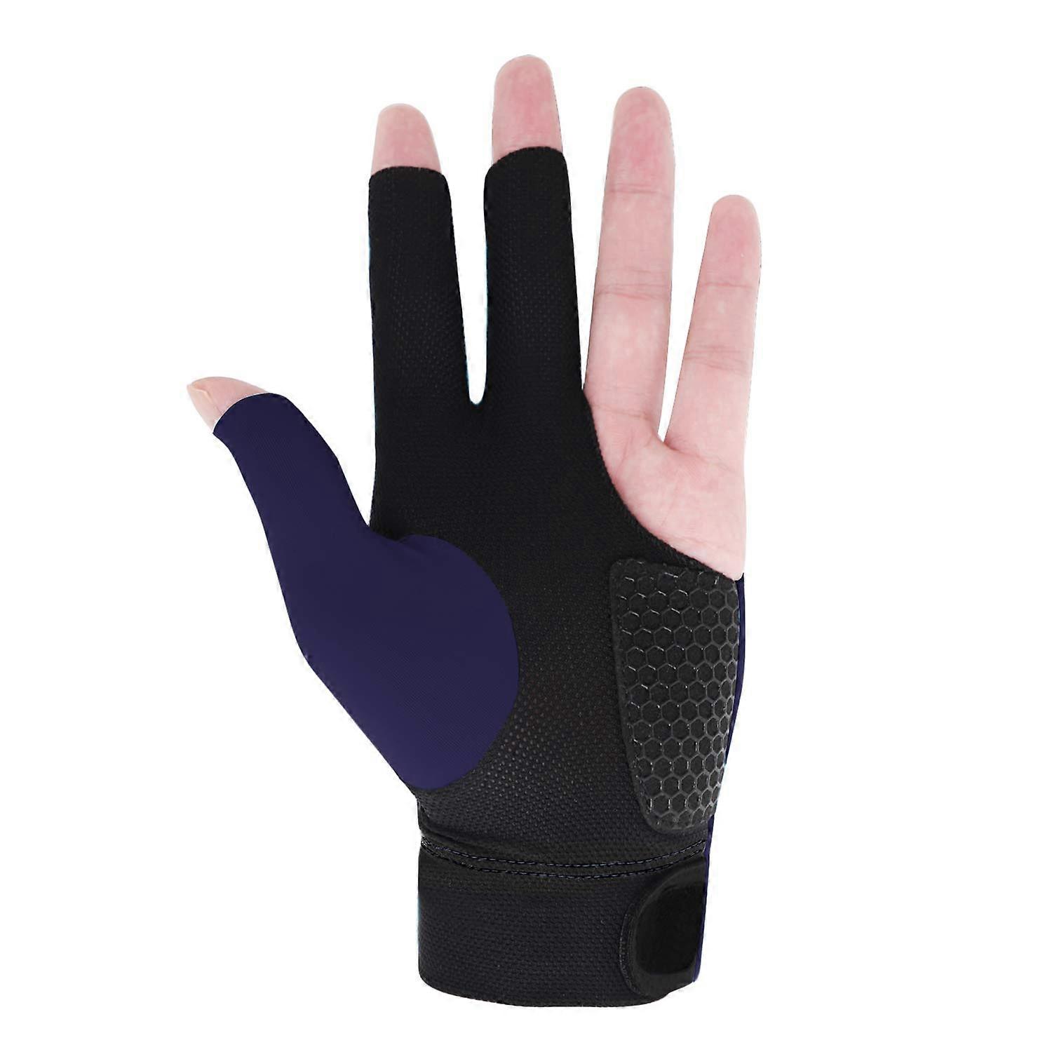 Billardhandschuhe 1 Stück Links Stretchy Snooker Handschuhe 3 Finger Snooker Queuehandschuhe Billardhandschuhe für Männer Frauen Blau 2