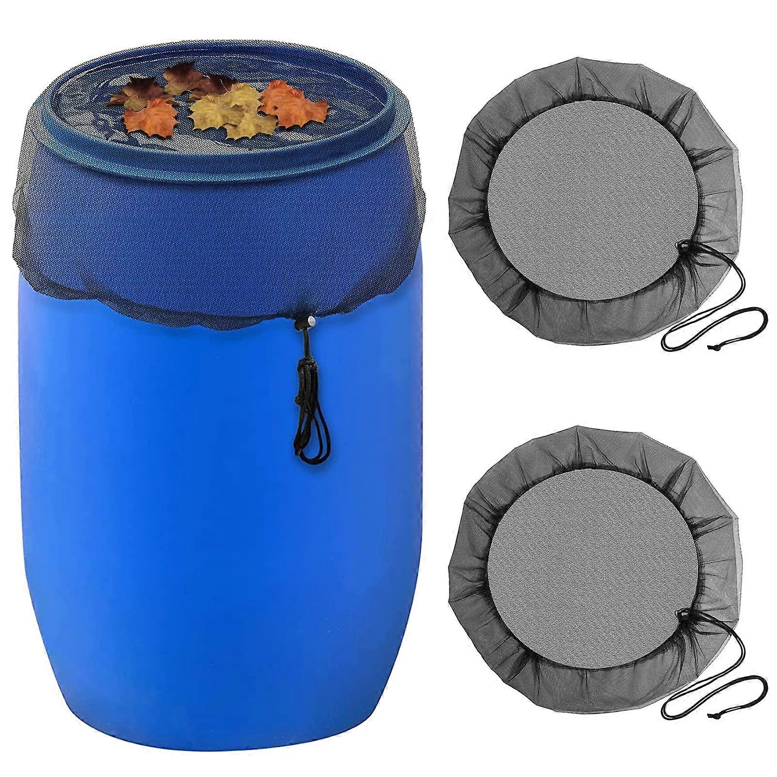 2 x rain butt net, 95 cm cover, round, with drawstring, adjustable, protection agat leaves, weeds