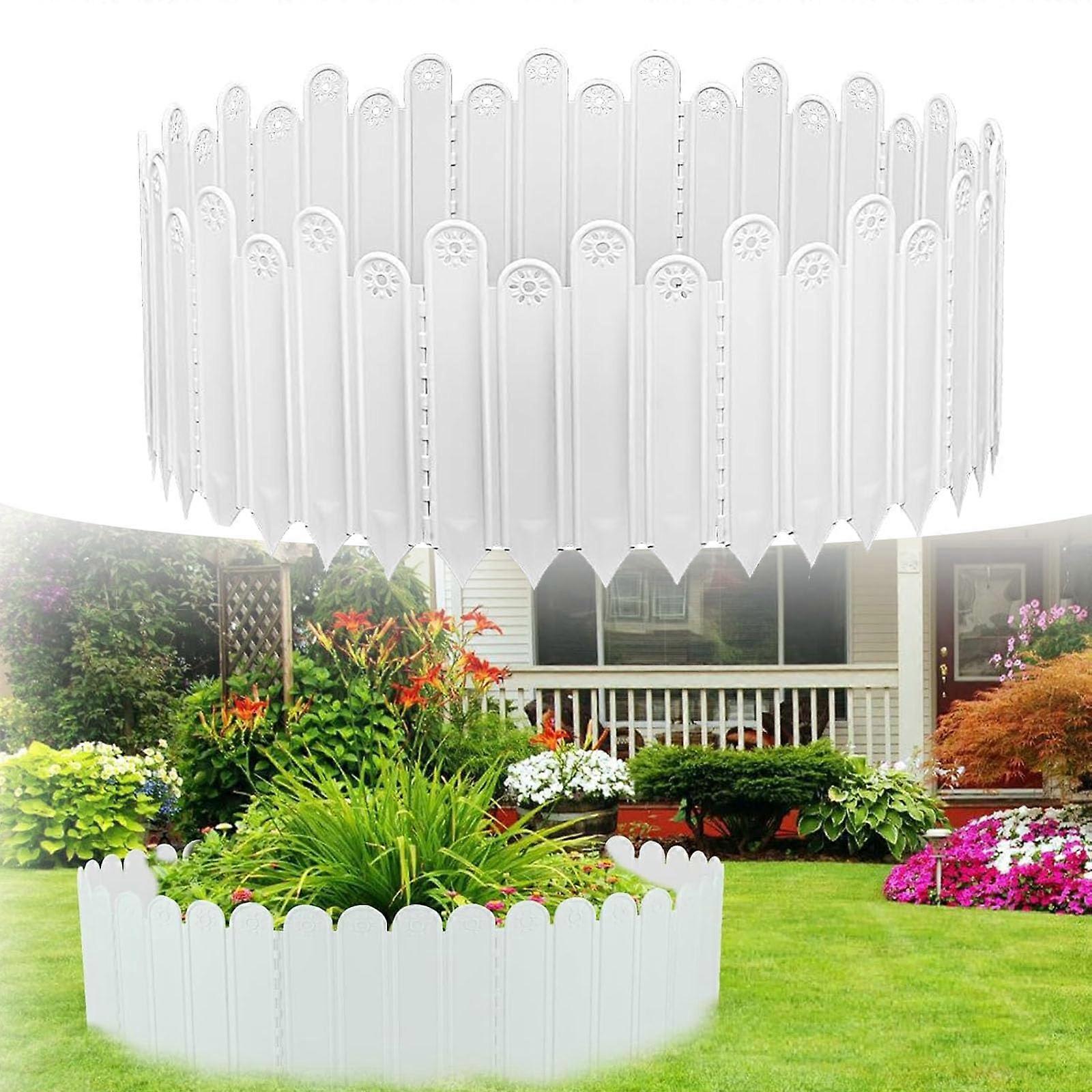 Lawn Edging, Flower Bed Edging, 2 m Rollborder Palisade Garden Fence (White, 25 cm)