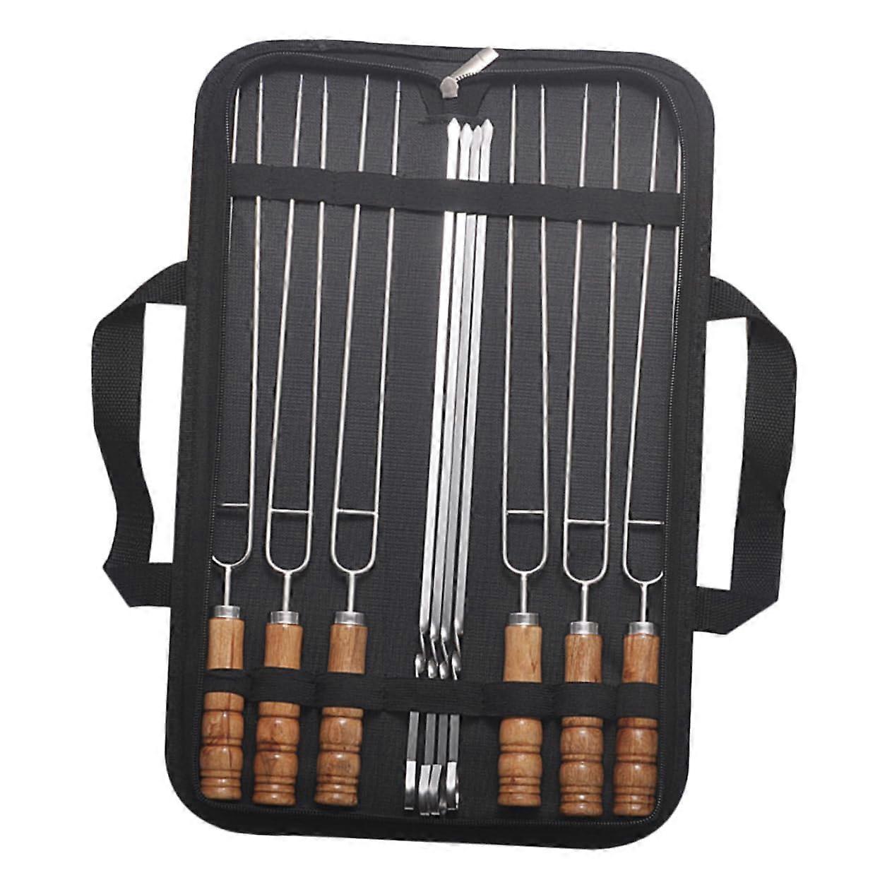 Pack of 10 Stainless Steel Barbecue Skewers with Storage Bag, Ideal for Grilling