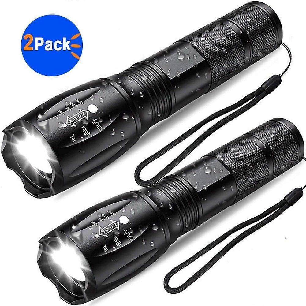 Flashlights, LED Tactical Flashlight, 5 Modes, Focus Zoomable Camping Lanterns(2 Pack)