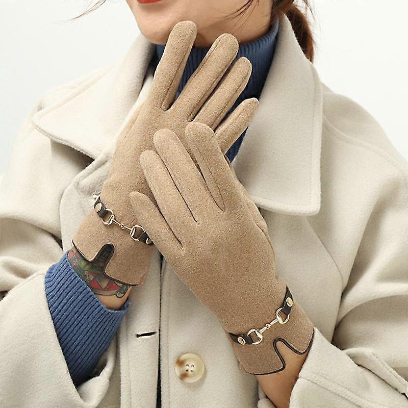 Women's Winter Warm Gloves Short Slip Finger Solid Color Gloves Outdoor Touch Screen Riding Driving Gloves