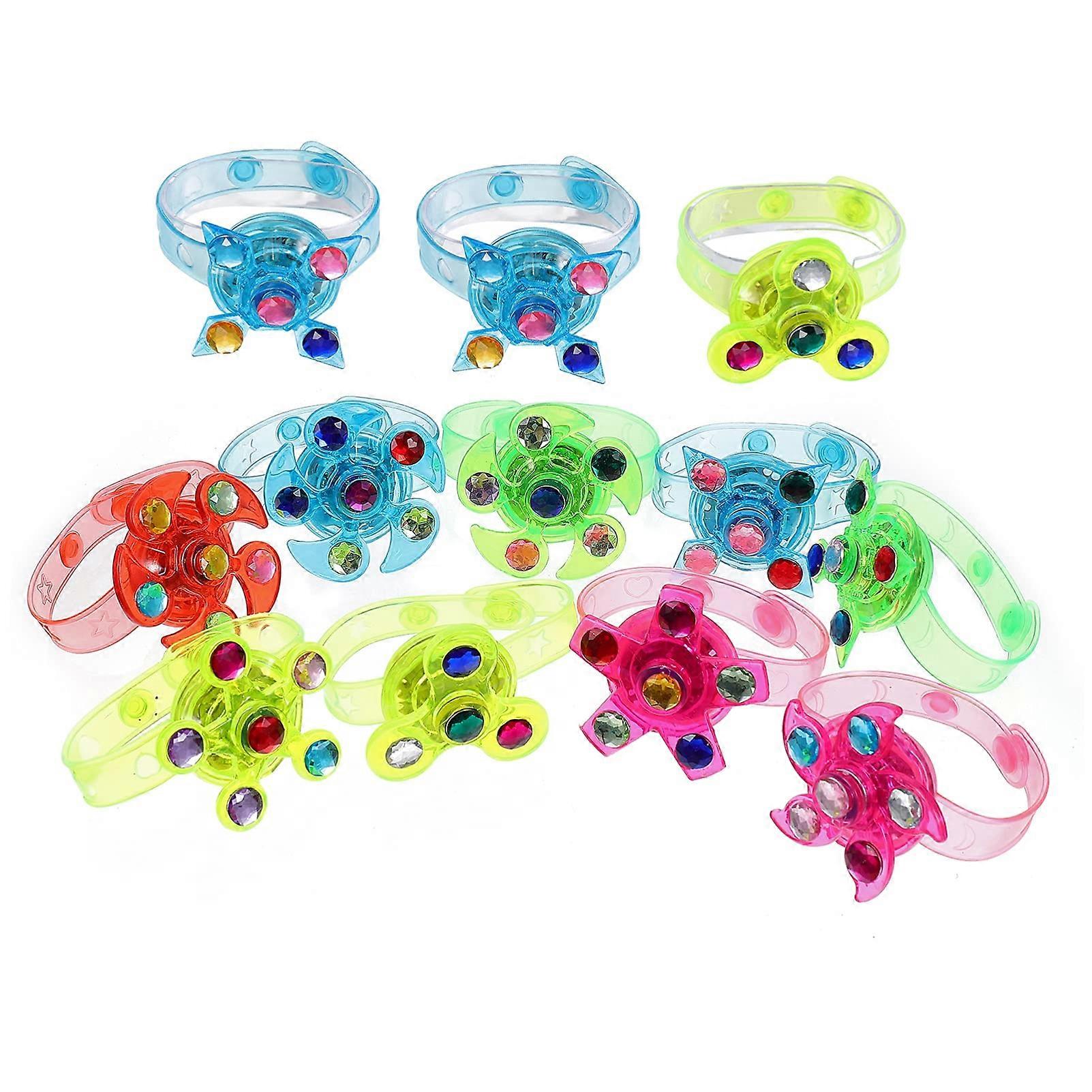 12pcs Light Up Gyro Bracelet Toy LED Bracelet Party Favors Goodie Bag Filler Glow in The Dark Halloween Party Supplies ( Random Color )