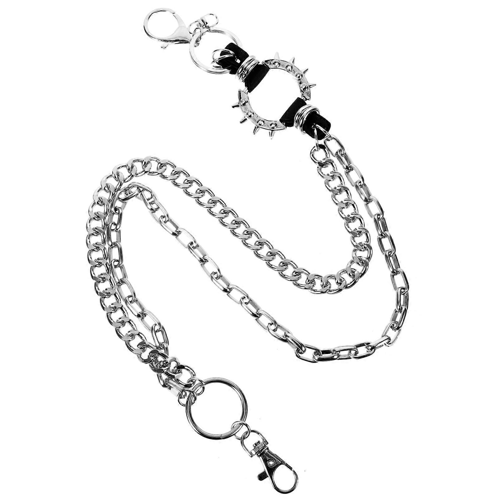 男性用スタイリッシュな耐摩耗性ポータブルチェーンアクセサリー女性ゴシックヒップホップパンクスタイル多目的ポケットチェーンロブスタークラスプ付き